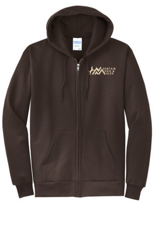 Dark Brown, Full Zip Jacket with Hood, MMM Logo