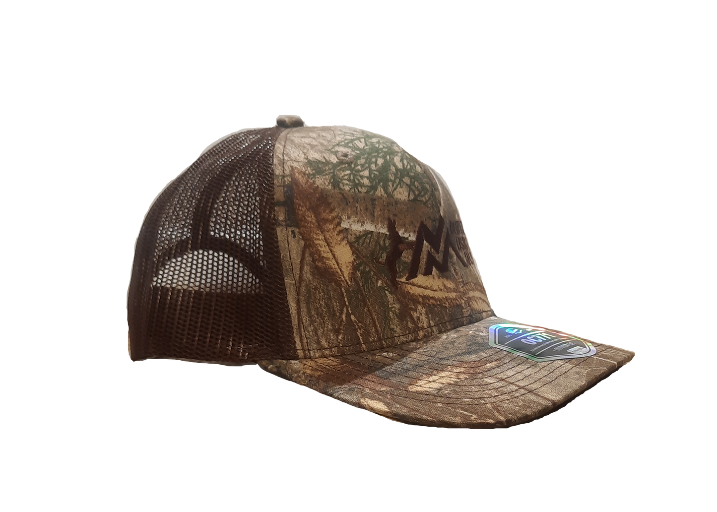 Hat-Modern Trucker, Realtree Camo with Dark Brown, MMM Logo