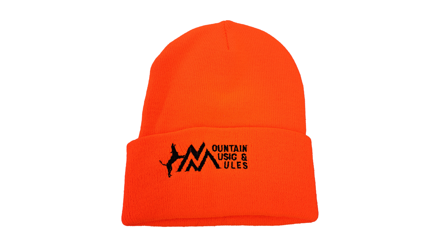 Blaze Orange, Knit Cuffed Beanie - Black MMM Logo